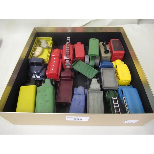 369 - Tray containing a quantity of various Dinky toys diecast model vehicles, play worn with some repaint... 