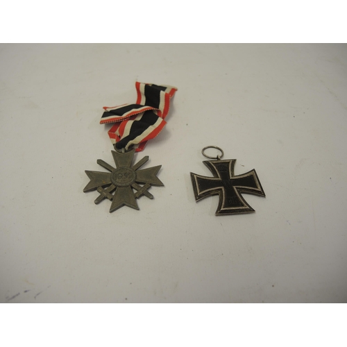 380 - German World War I Iron Cross, lacking ribbon and another German World War II medal