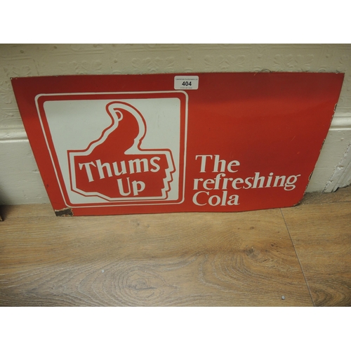 404 - Reproduction enamel sign, ' Thums Up the Refreshing Cola ', 30 x 53cm