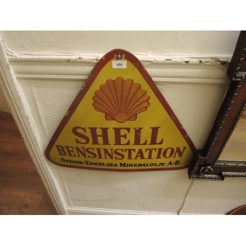 406 - Reproduction enamel sign, Shell Bensinstation, 50 x 61cm