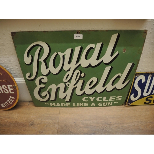 411 - Reproduction enamel sign, Royal Enfield Cycles, 51 x 60cm