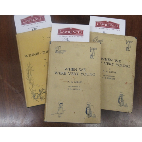 436 - A.A. Milne, one volume ' Winnie the Pooh ', fourth edition, with dust jacket, together with two copi... 