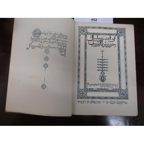 452 - ' Rubaiyat of Omar Khayyam ', presented by Willy Pogany, having gilt tooled leather binding