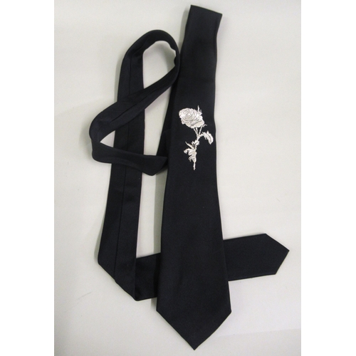 67 - Alexander McQueen, black tie with rose embroidered decoration