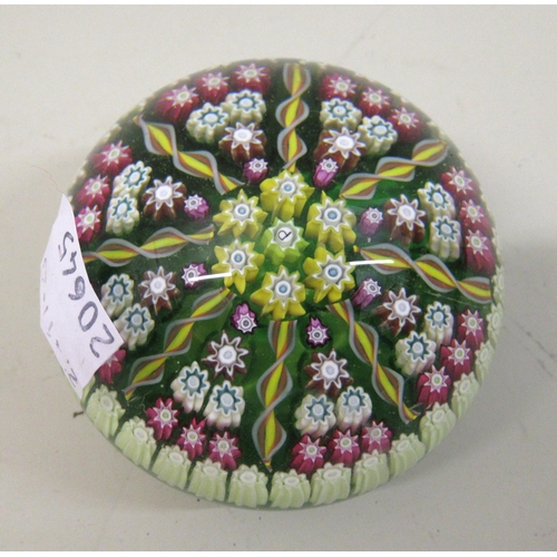 677 - Perthshire Millefiori glass paperweight, together with a quantity of other glass paperweights