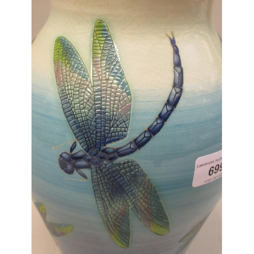 699 - Sally Tuffin for Dennis Chinaworks, baluster form pottery vase decorated with dragonflies, 24cm high