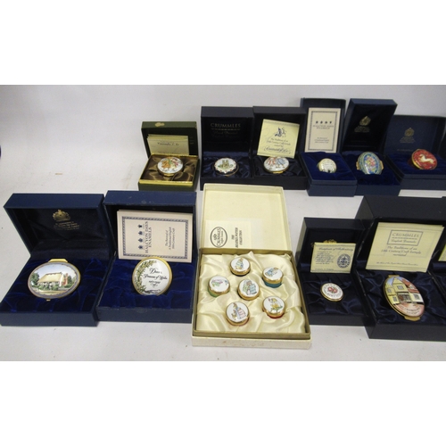 709 - Collection of thirty eight various modern enamel boxes by Moorcroft, Halcyon Days and Crummles (two ... 