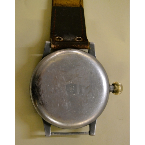 851 - Lacher & Co., German Third Reich Luftwaffe navigator's watch, the black dial with original painted l... 