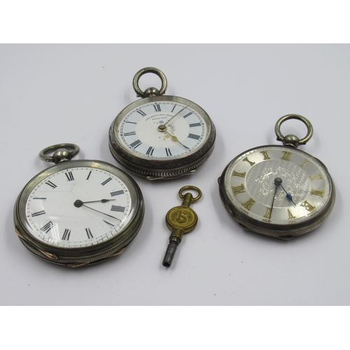 854 - Group of three Continental silver fob watches