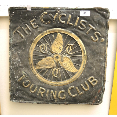 86 - Vintage cycling related metal sign, ' The Cyclists Touring Club ', 41cm square and another,  ' Hercu... 