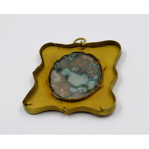 867 - 19th Century Continental enamel and gilt metal pendant, the oval insert painted with a scene depicti... 