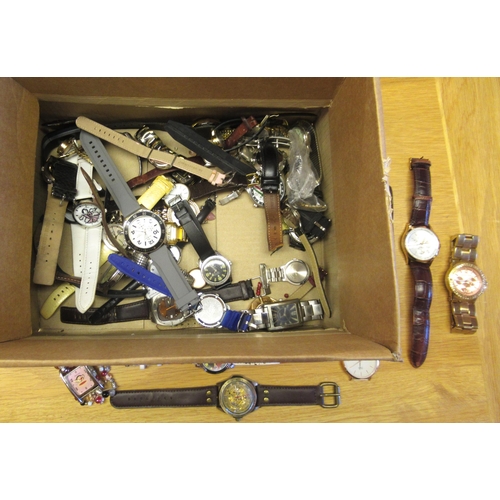 870 - Box containing a quantity of various ladies and gents wristwatches