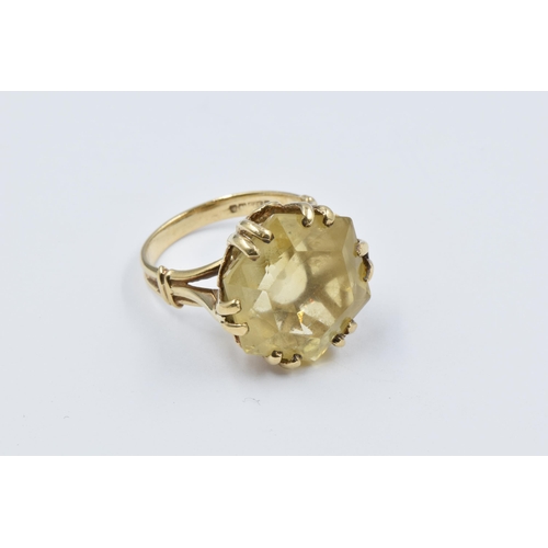 873 - 9ct Gold citrine set dress ring, 5.8g, size L