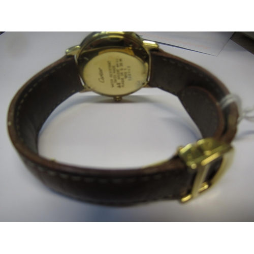 887 - Must de Cartier, ladies silver gilt wristwatch, the circular 33mm case with Roman numerals and subsi... 