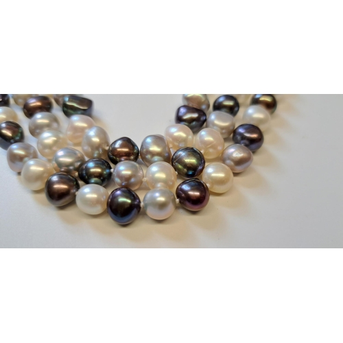 896 - Three row cultured pearl necklace with silver clasp