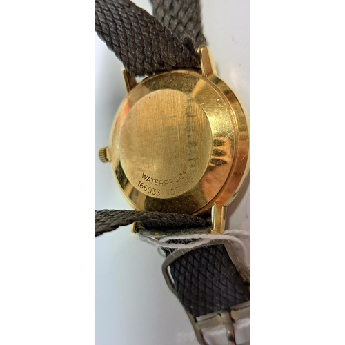 948 - Gentleman's 18ct gold cased Omega De Ville automatic wristwatch, the gilt brushed dial with baton nu... 