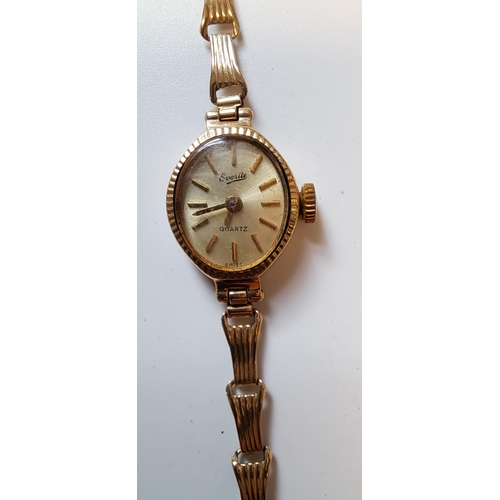 Ladies 9ct gold cased Everite wristwatch with 9ct gold bracelet strap ...