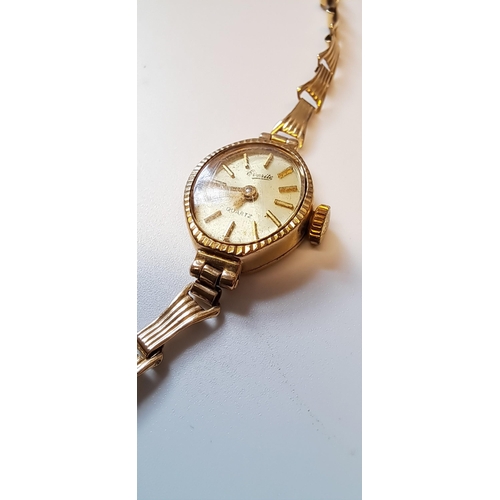 959 - Ladies 9ct gold cased Everite wristwatch with 9ct gold bracelet strap, 7.4g gross