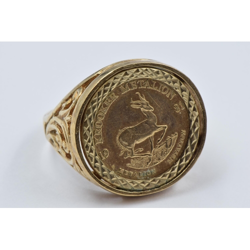 962 - 1981 Krooker Metalion coin in a 9ct gold ring setting, 5.5g gross