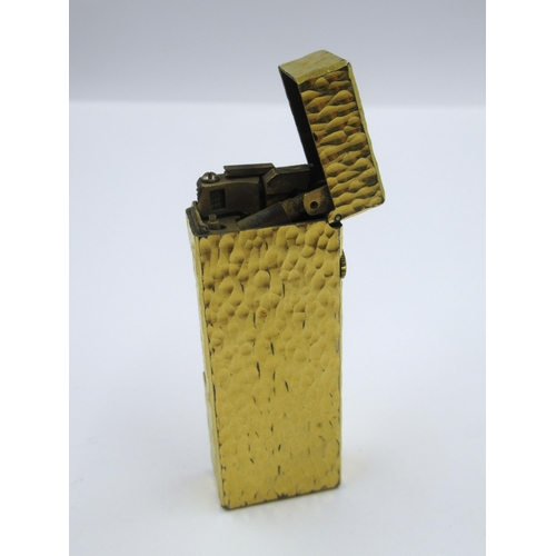 974 - Gold plated Dunhill lighter (lacking box), together with two cased Ronson cigarette lighters