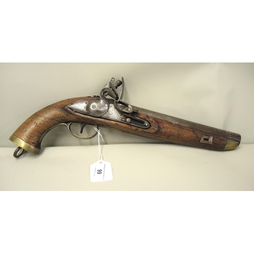 99 - Turkish market flintlock pistol, 38.5cm overall length