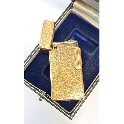 994 - Gold plated Dunhill lighter in original fitted case, with paperwork