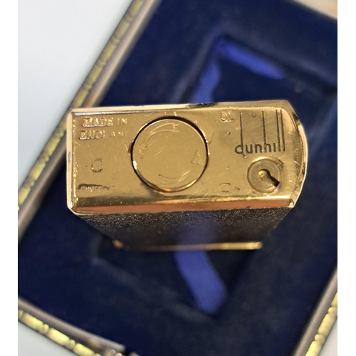 994 - Gold plated Dunhill lighter in original fitted case, with paperwork