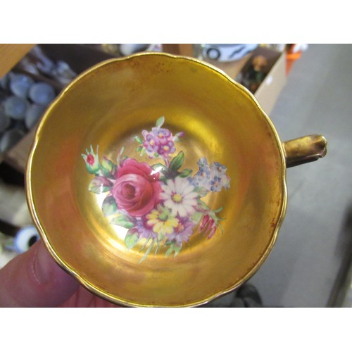 545 - Paragon floral and gilt decorated cup and saucer, another similar, together with two smaller cups an... 