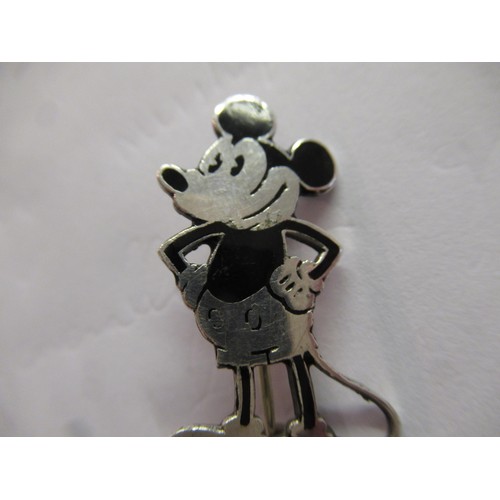 996 - Charles Horner, silver and black enamel Mickey Mouse brooch, in a Selfridges box