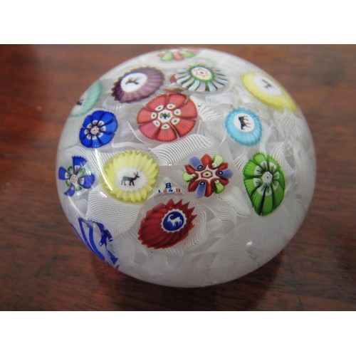 649 - Baccarat, small 1848 Millefiori butterfly and animal paperweight, 6cm diameter