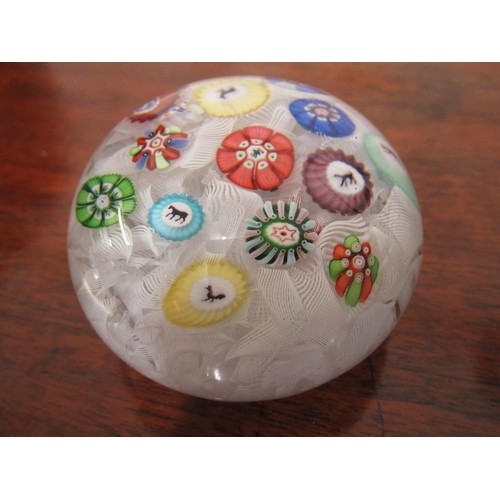 649 - Baccarat, small 1848 Millefiori butterfly and animal paperweight, 6cm diameter