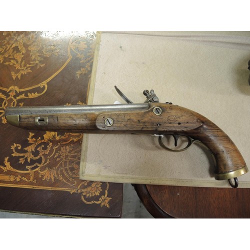 99 - Turkish market flintlock pistol, 38.5cm overall length