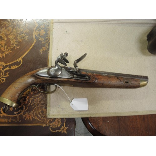 99 - Turkish market flintlock pistol, 38.5cm overall length