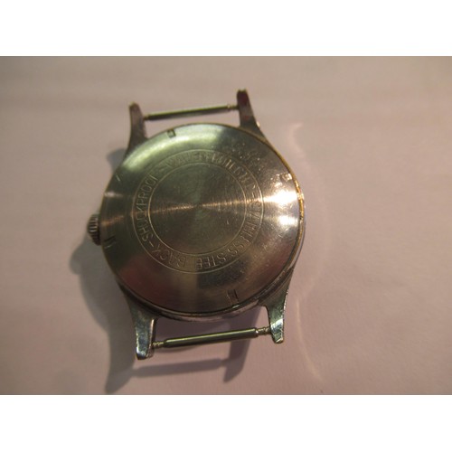 1044 - Small steel cased Omega wristwatch with enamel dial, having subsidiary seconds (lacking hand) with l... 