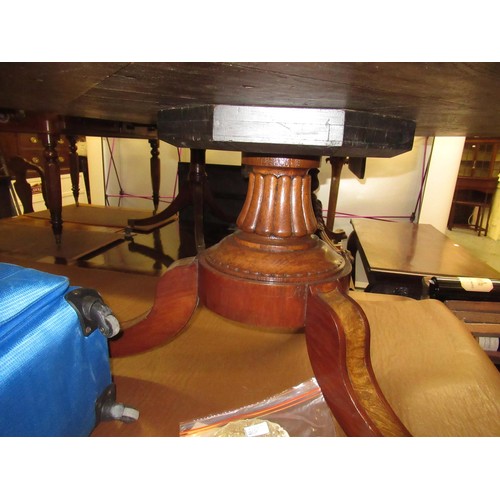 2046 - 19th Century mahogany and burr walnut circular drum table with leather inset top having gilt tooled ... 