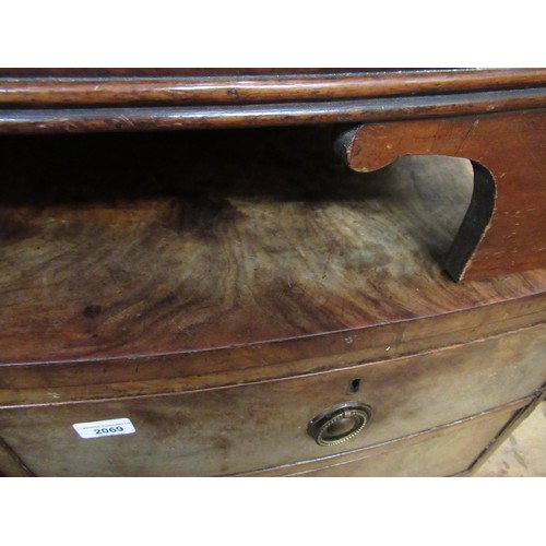 2069 - 19th Century bow fronted chest with two short and three long drawers, on splayed feet, 104cm high x ... 