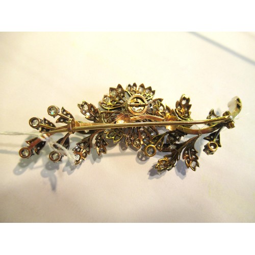 1032 - 19th Century French diamond trembleuse floral design brooch, in the original fitted Morocco leather ... 