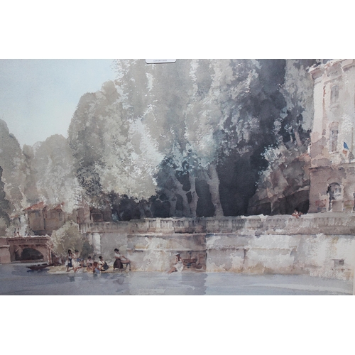 Francis Russell Flint, signed print titled ' The Temple Bar ', 40 x 57cm and an unsigned Sir Russell Flint print, ' Under the Terrace at Bromtome ', Limited Edition No. 570 of 653, framed, 40 x 53cm