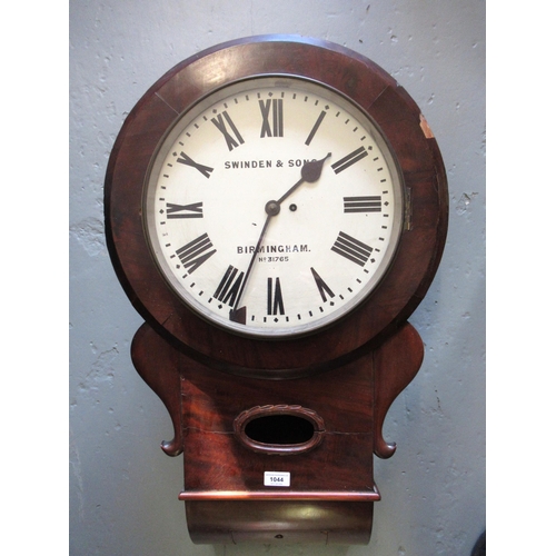 1044 - Late 19th / early 20th Century mahogany drop-dial wall clock with circular painted dial, inscribed S... 