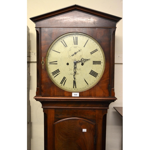 1045 - 19th Century mahogany longcase clock, the circular painted dial having subsidiary seconds with Roman... 