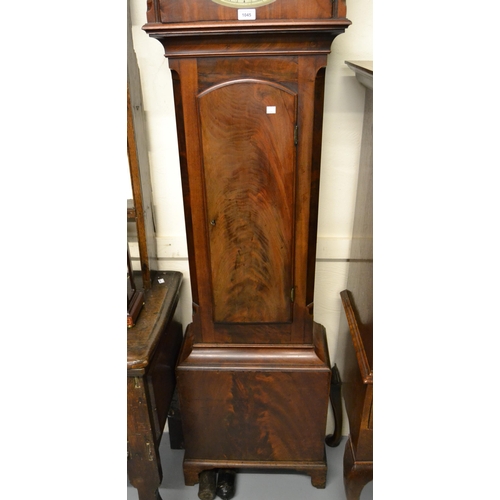 1045 - 19th Century mahogany longcase clock, the circular painted dial having subsidiary seconds with Roman... 