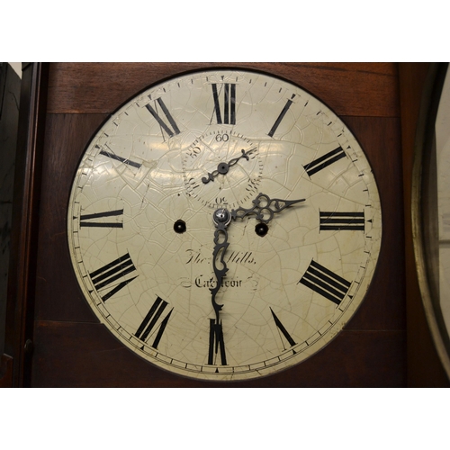 1045 - 19th Century mahogany longcase clock, the circular painted dial having subsidiary seconds with Roman... 