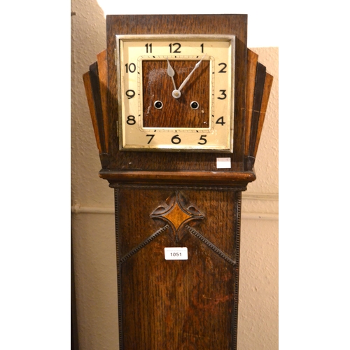 Art Deco oak cased grandmother clock