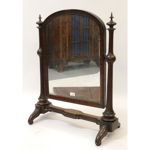 Large good quality Victorian swing frame toilet mirror, the arched plate flanked by baluster turned uprights above shaped supports, 83cm high