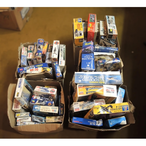 127 - Five boxes of plastic aircraft kits, including Airfix, Italeri, Frog and Revell