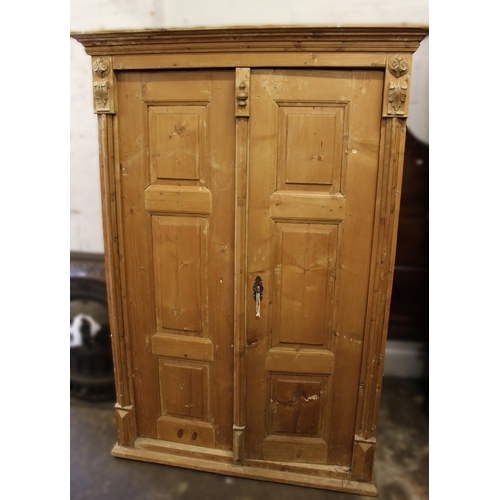 1424 - 19th Century Continental stripped pine two door wardrobe