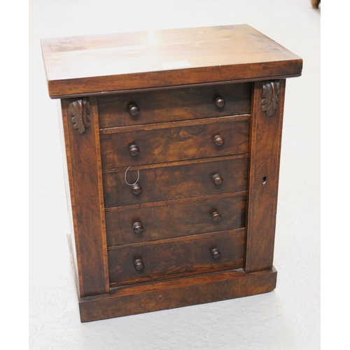 1428 - Small 19th Century walnut Wellington type five drawer table cabinet