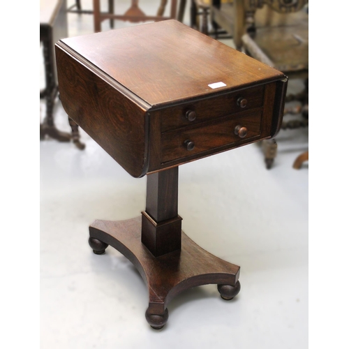 1429 - 19th Century mahogany Pembroke type drop-leaf pedestal work table