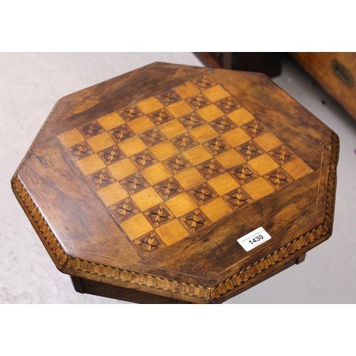 1430 - Victorian walnut octagonal trumpet form games / work table