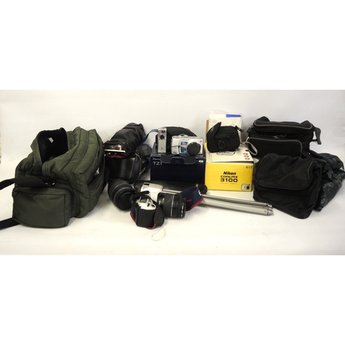 151 - Canon EOS 300 35mm camera, together with a quantity of other cameras and accessories